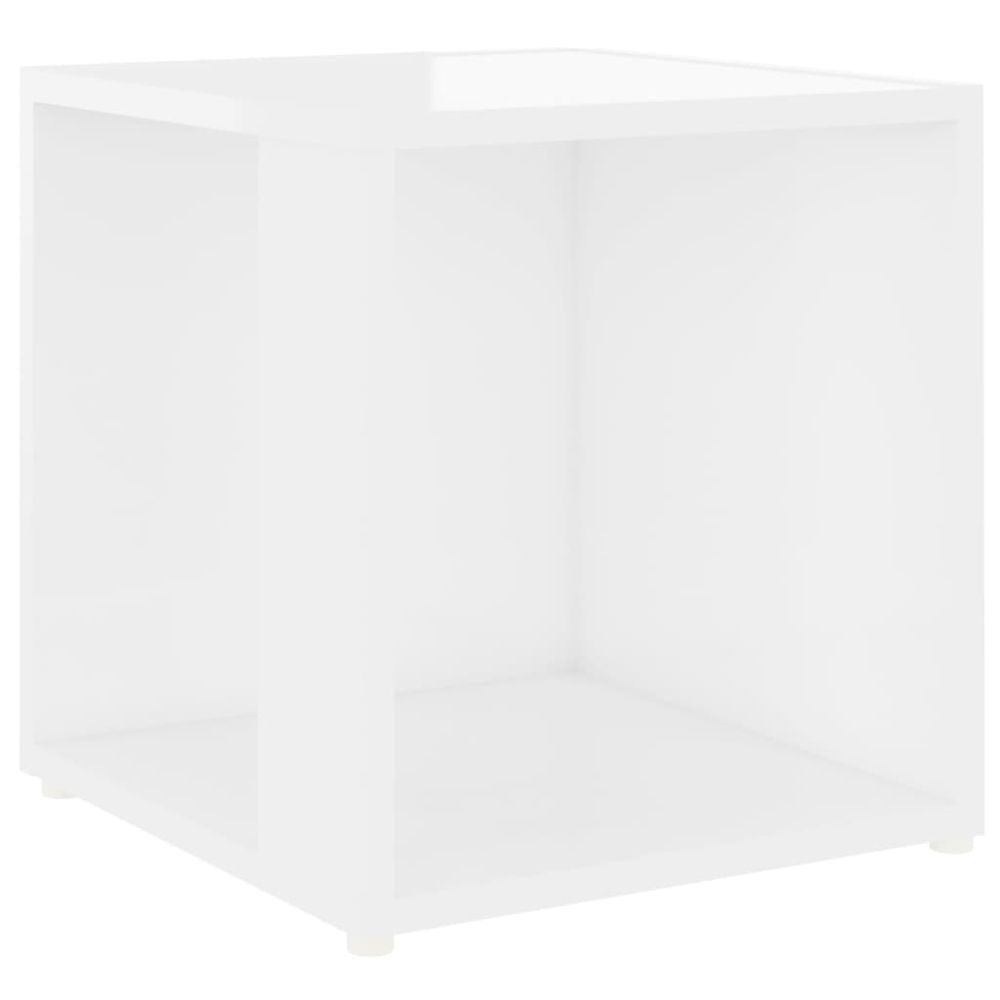 Vidaxl Príručný stolík lesklý biely 33x33x34,5 cm drevotrieska
